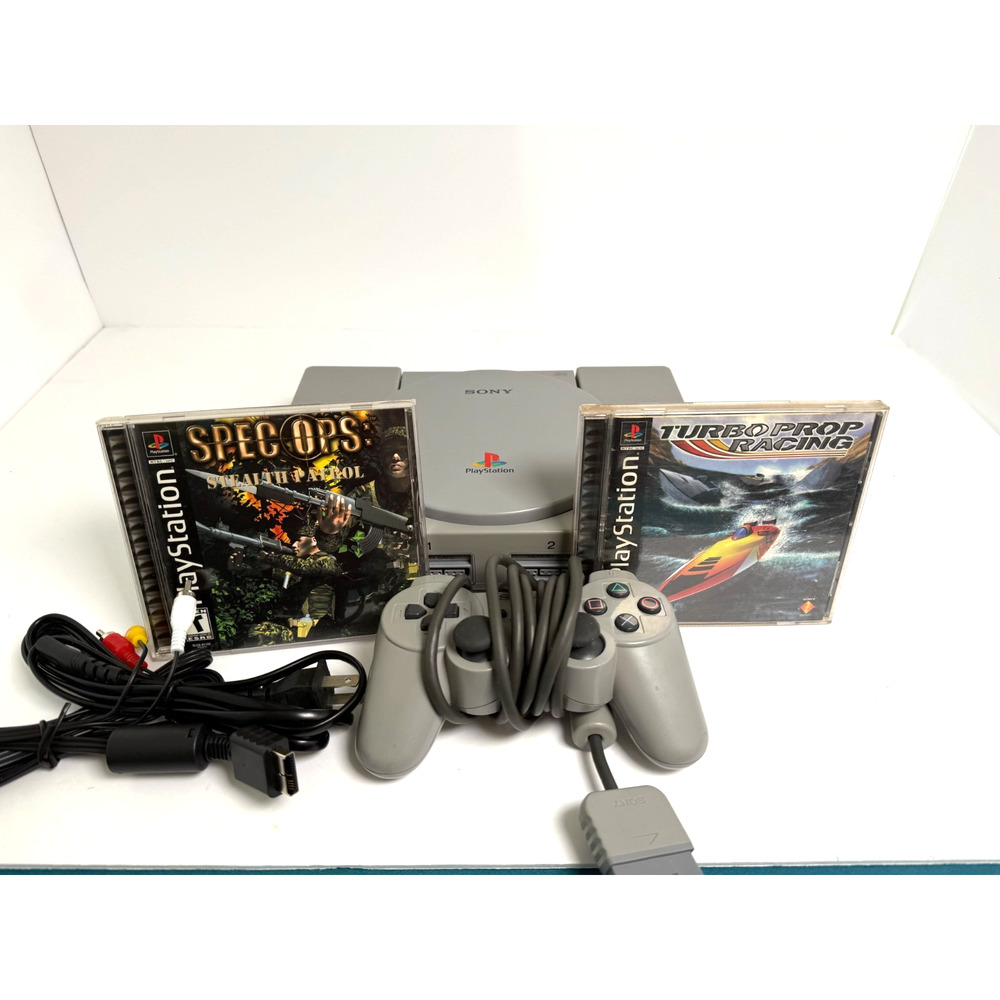 Sony PlayStation 1 PS1 SCPH-1001 Console + Controller & 2 Games - Tested/Works